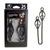 Endurance Butterfly Nipple Clamps With Black Link Chain Nipple and Clit Clamps